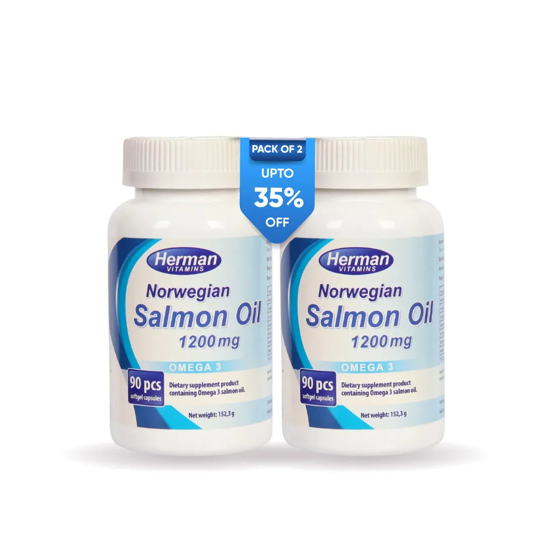 Herman Norwegian Salmon Oil 1200mg Dietary Supplement Pack of Two