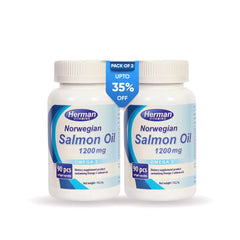 Herman Norwegian Salmon Oil 1200mg Dietary Supplement Pack of Two