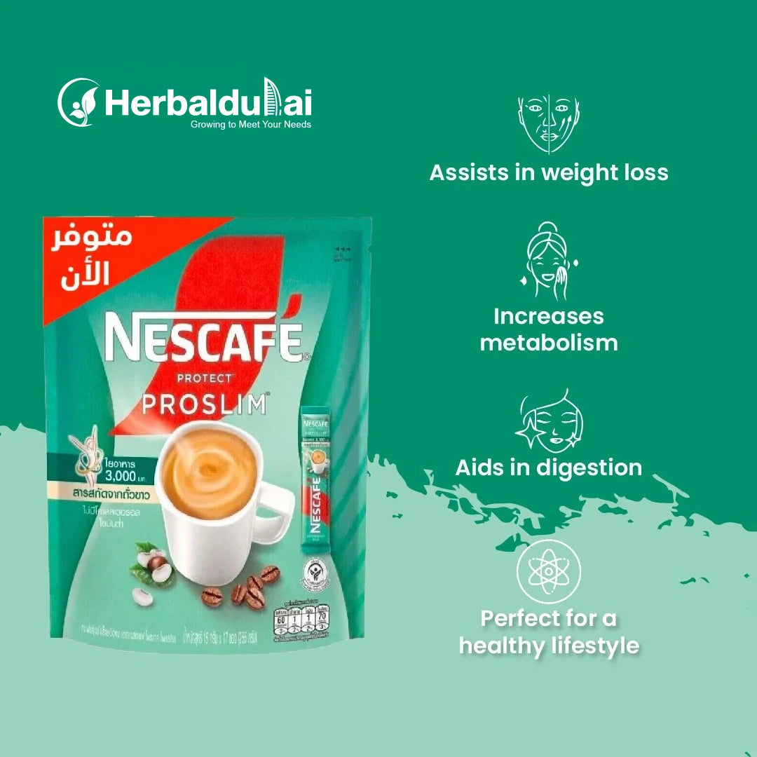 Nescafe pro slim benefits. Assists in weight loss, Increases metabolism, Aids in digestion, perfect for a healthy lifestyle