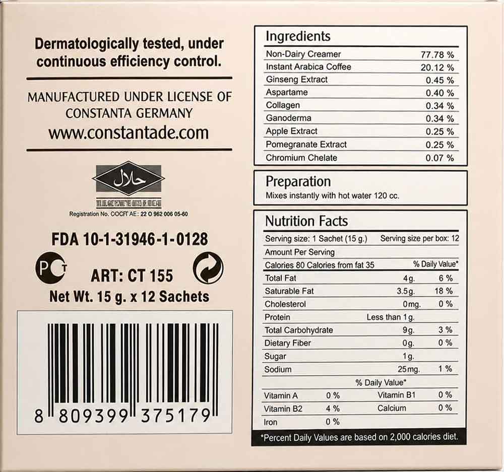Constanta Ingredients and Nutrition Facts