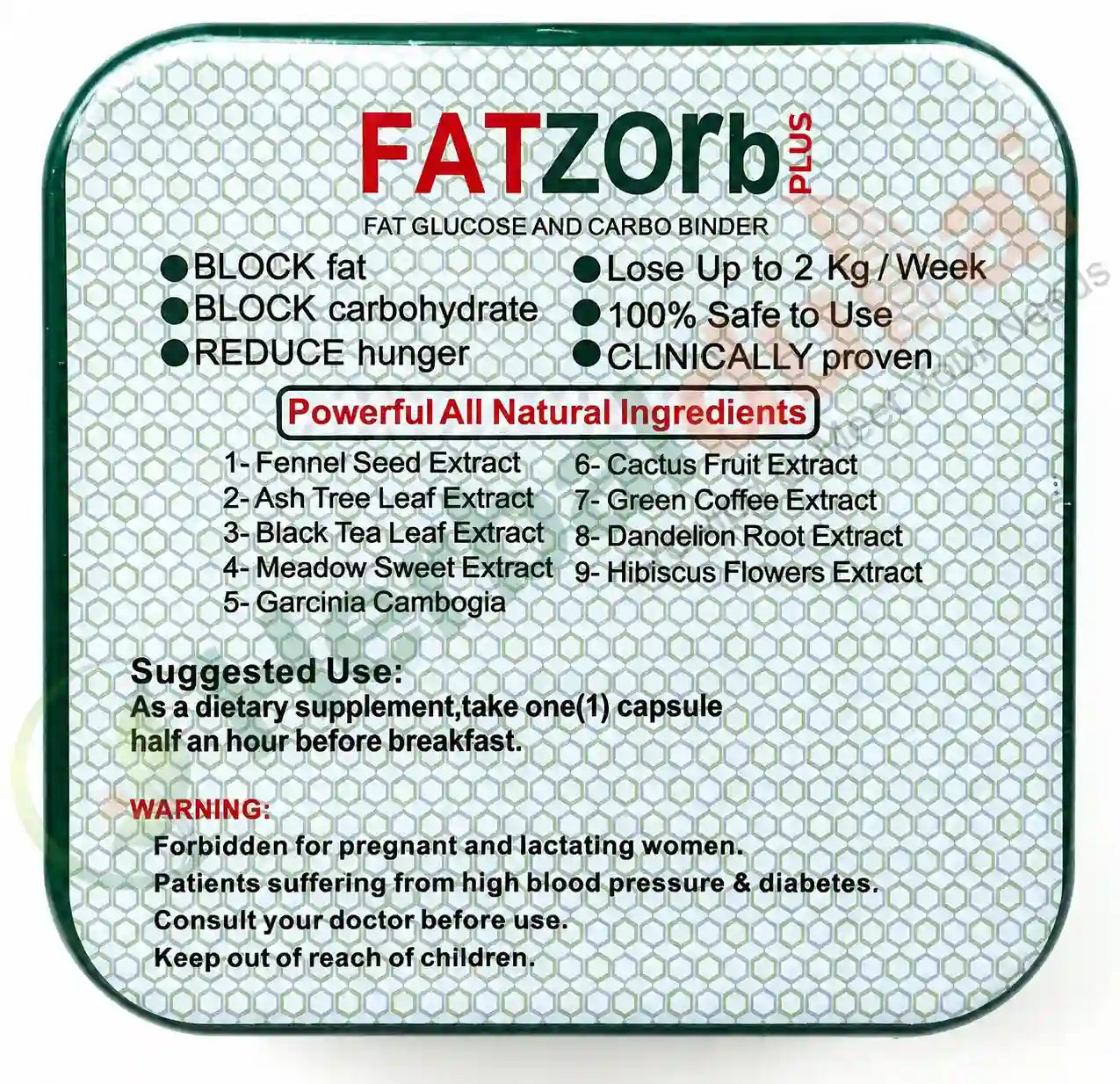 Fatzorb Box Back Side - Herbal Dubai